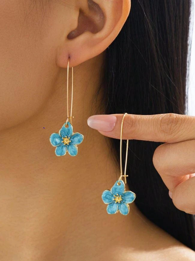3099 blue flower drop earrings at €7.99 – photo 2